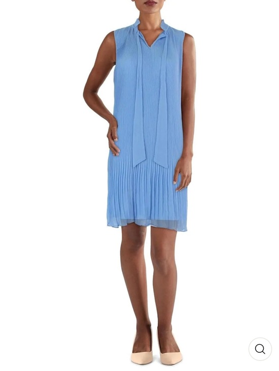 Dkny Dresses & Skirts - DKNY Light Blue Sleeveless Pleated Tie-Neck pin tuck dress